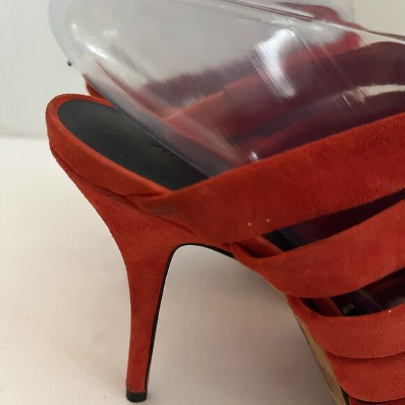 ALEXANDER WANG Red Suede STRAPPY BRITT MULE Sandals Pump Heels SZ 39.5 US 8.5 - Picture 2 of 13